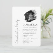 白黒卒業パーティー招待状2025 招待状 (スタンド正面)