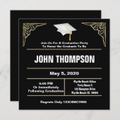 白黒卒業パーティー招待状 招待状 (正面/裏面)