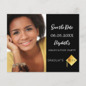 白黒卒業パーティー日付カードの保存 (正面)