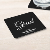 白黒卒業パーティー スクエアペーパーコースター (アングル)