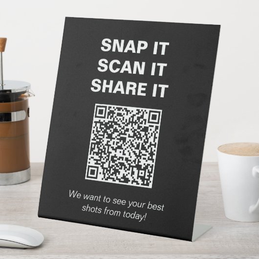白黒卒業パーティーQRコード共有写真 台座サイン (インサイチュ)