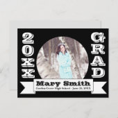 白黒卒業フォーマル発表 案内ポストカード (正面/裏面)