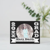 白黒卒業フォーマル発表 案内ポストカード (スタンド正面)