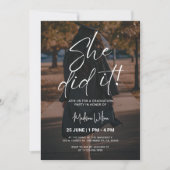 白黒卒業ミニマルパーティー招待状 招待状 (正面)