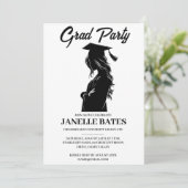 白黒卒業モダンパーティーの招待状 招待状 (スタンド正面)