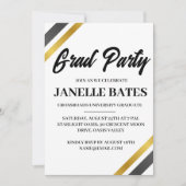 白黒卒業モダンパーティーの招待状 招待状 (正面)