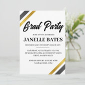 白黒卒業モダンパーティーの招待状 招待状 (スタンド正面)