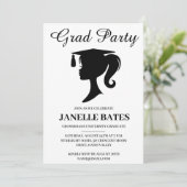 白黒卒業モダンパーティーの招待状 招待状 (スタンド正面)