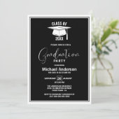 白黒卒業モダンパーティー 招待状 (スタンド正面)