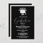 白黒卒業モダンパーティー 招待状 (正面/裏面)