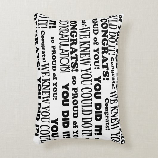 白黒卒業ワードアート装飾用クッション アクセントクッション (正面(垂直))