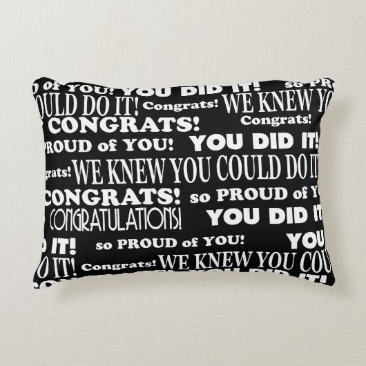 白黒卒業ワードアート装飾用クッション アクセントクッション (正面)