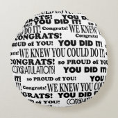 白黒卒業ワードアート装飾用クッション ラウンドクッション (正面)