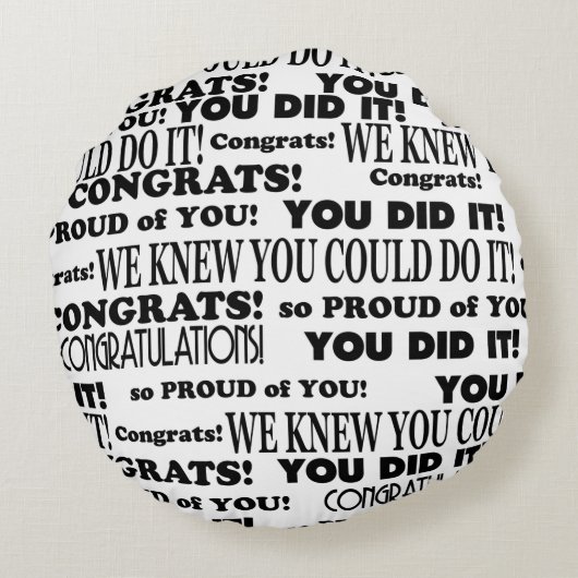 白黒卒業ワードアート装飾用クッション ラウンドクッション (裏面)