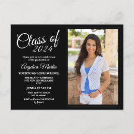 白黒卒業写真の発表 インビテーションポストカード