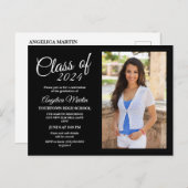 白黒卒業写真の発表 インビテーションポストカード (正面/裏面)