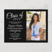 白黒卒業写真の発表 インビテーションポストカード (正面)