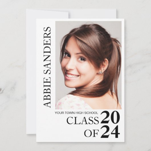 白黒卒業写真の発表 招待状 (正面)