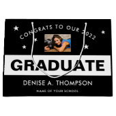 白黒卒業写真カスタム ラージペーパーバッグ (正面)