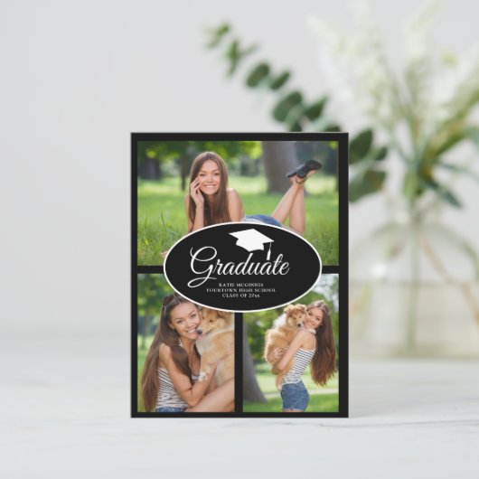 白黒卒業写真クラス2024 案内ポストカード (スタンド正面)