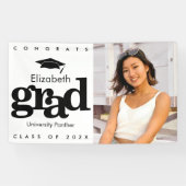 白黒卒業写真シンプルモダンはっきりした 横断幕 (横)