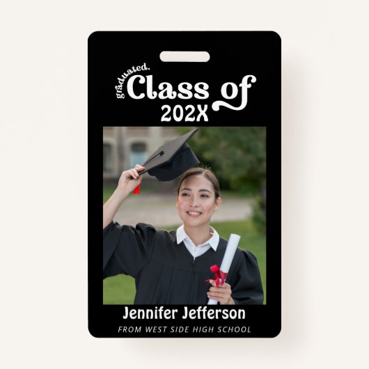 白黒卒業写真バッジ バッジ (正面)