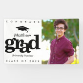 白黒卒業写真モダンはっきりしたシンプル 横断幕 (横)