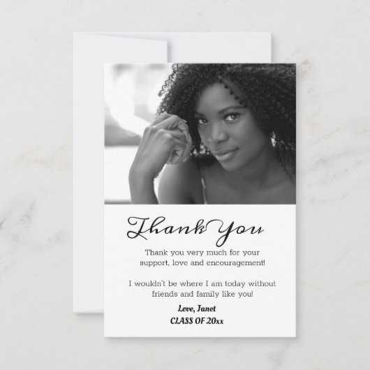 白黒卒業式ありがとうございます サンキューカード (正面)