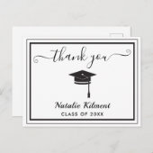 白黒卒業式ありがとうはがき 案内ポストカード (正面/裏面)