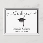 白黒卒業式ありがとうはがき 案内ポストカード (正面)