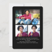 白黒卒業式4フォトアーはっきりしたチスクリプト 案内状 (裏面)