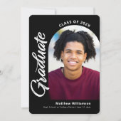 白黒卒業式4フォトアーはっきりしたチスクリプト 案内状 (正面)