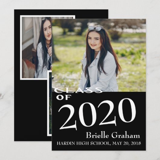 白黒卒業発表 案内状 (正面/裏面)