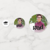 白黒卒業3写真はっきりしたタイポグラフィ コンフェッティ (裏面)