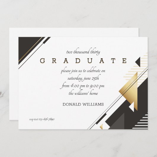 白黒卒業 招待状 (正面/裏面)