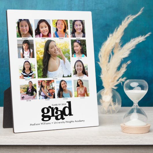 白黒卒業K-12フォトコラージュモダン フォトプラーク (側面)