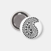 白黒印刷ペイズリーパターン マグネット (正面/裏面)
