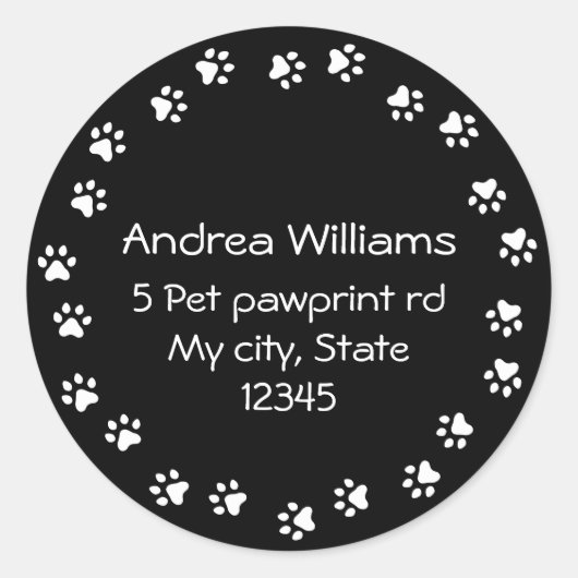 白黒印刷縁ど差出人住所 ラウンドシール (正面)