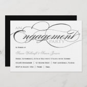 白黒原稿の婚約パーティの招待状 招待状 (正面/裏面)