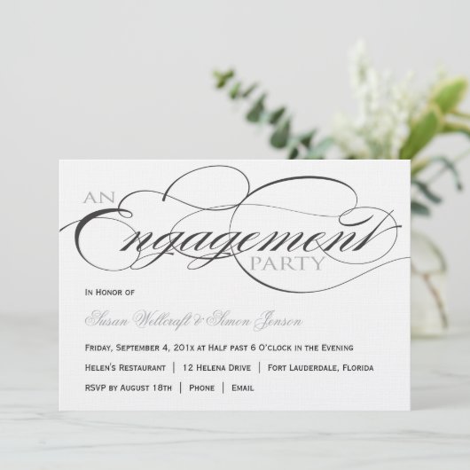 白黒原稿の婚約パーティの招待状 招待状 (スタンド正面)