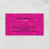 白黒及びエレガントピンクフローラダマスク 名刺 (裏面)