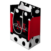 白黒及び赤の水玉模様及びモノグラム ミディアムペーパーバッグ (正面アングル)