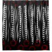 白黒及び赤抽象芸術バスタオルセット シャワーカーテン (正面)