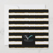 白黒及び金ゴールドグリッター結婚の 招待状 (裏面)