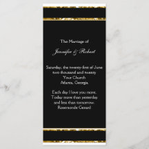 白黒及び金ゴールドグリッター結婚式 プログラム