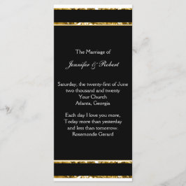 白黒及び金ゴールドグリッター結婚式 プログラム