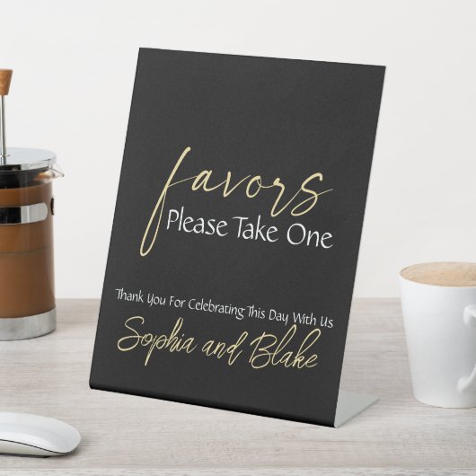 白黒及び金ゴールド結婚式の引き出物台座標識 台座サイン (インサイチュ)