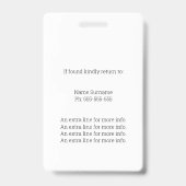 白黒取引従業員の写真IDとQRコード バッジ (裏面)