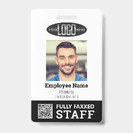 白黒取引従業員の写真IDとQRコード バッジ