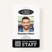 白黒取引従業員の写真IDとQRコード バッジ (正面)